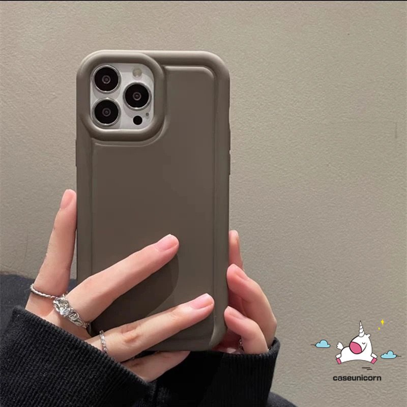 IPHONE Casing Kompatibel Untuk Iphone11 14 13 12 Pro MAX 7Plus 8Plus XR 6 6S 78 Plus X XS MAX SE 2020 Menebal Airbag Shockproof Matte Polos Mewah Simple Lembut Liquid Silicon Case Cover