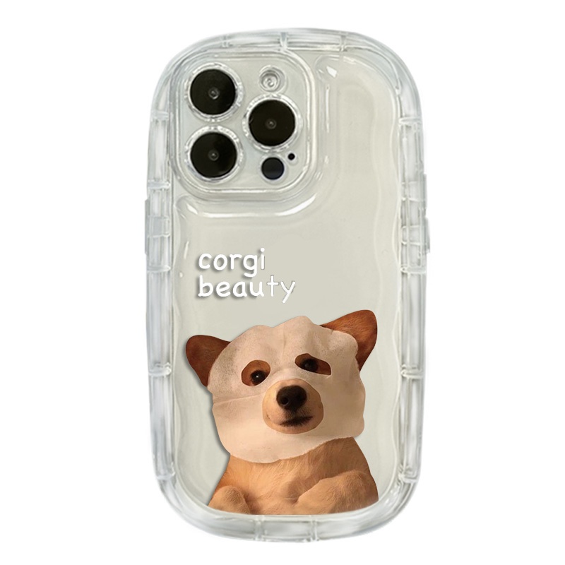 IPHONE Casing Ponsel Tahan Guncangan Anjing Lucu Kompatibel Untuk Iphone11 14 13 12 Pro XS Max Casing X XR 78 Plus Lembut Transparan TPU Silicone Cover