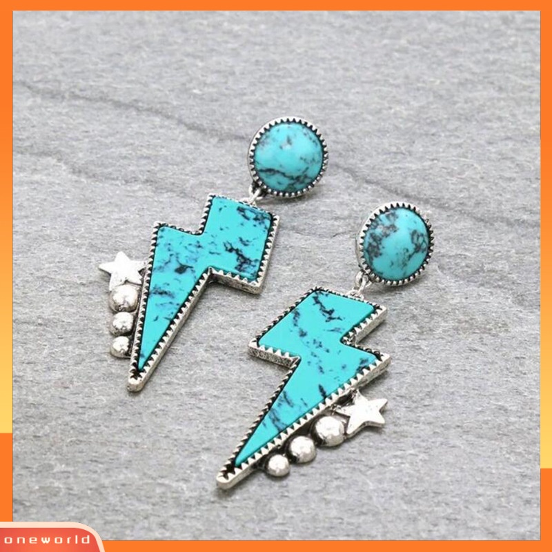 [EONE] 1pasang Anting Pejantan Gaya Etnik Geometris Berlebihan Bohemian Hiasan Telinga Kilau Terang Wanita Berujung Lima Anting Bintang Aksesoris Pakaian