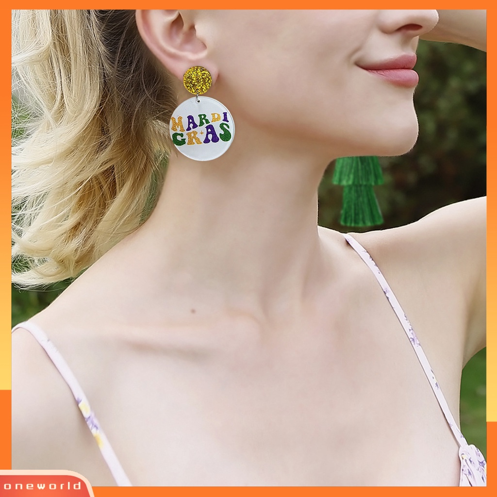 [ONE] 1pasang Anting Kait Warna-Warni Glitter Teardrop Merayakan Festival Hollow Penutup Mata Menjuntai Anting Perlengkapan Karnaval