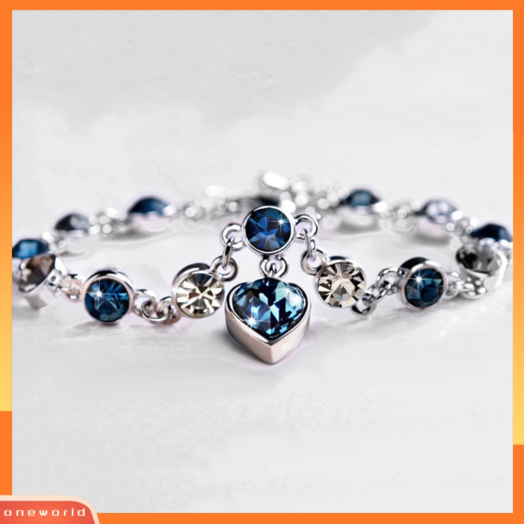 [EONE] Gelang Tangan Rantai Zircon Bentuk Hati Kristal Imitasi Prom Untuk Hari Valentine