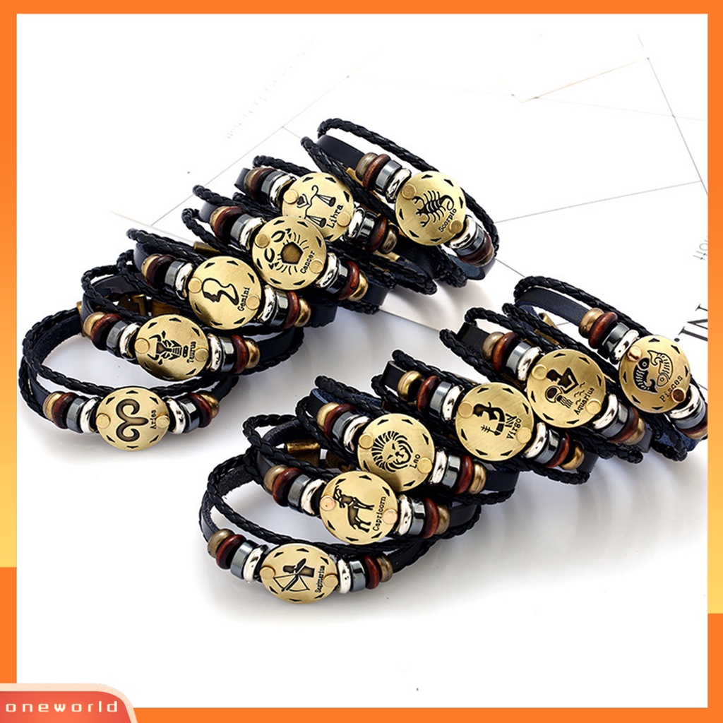 [EONE] Gelang Couple Motif Indah Tahan Aus Gelang Konstelasi Kulit Imitasi Dengan Tali Kepang Multilayer Untuk Pria