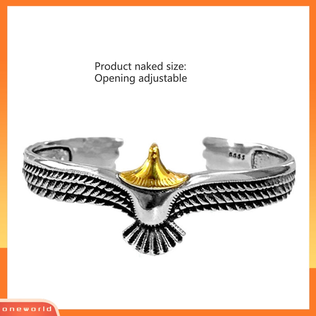 [EONE] Manset Gelang Electroplating Vintage Ukiran Pembukaan Anti-Kosif Menghias Karat-Bukti Pria Retro Elang Terbang Gelang Aksesori Pakaian