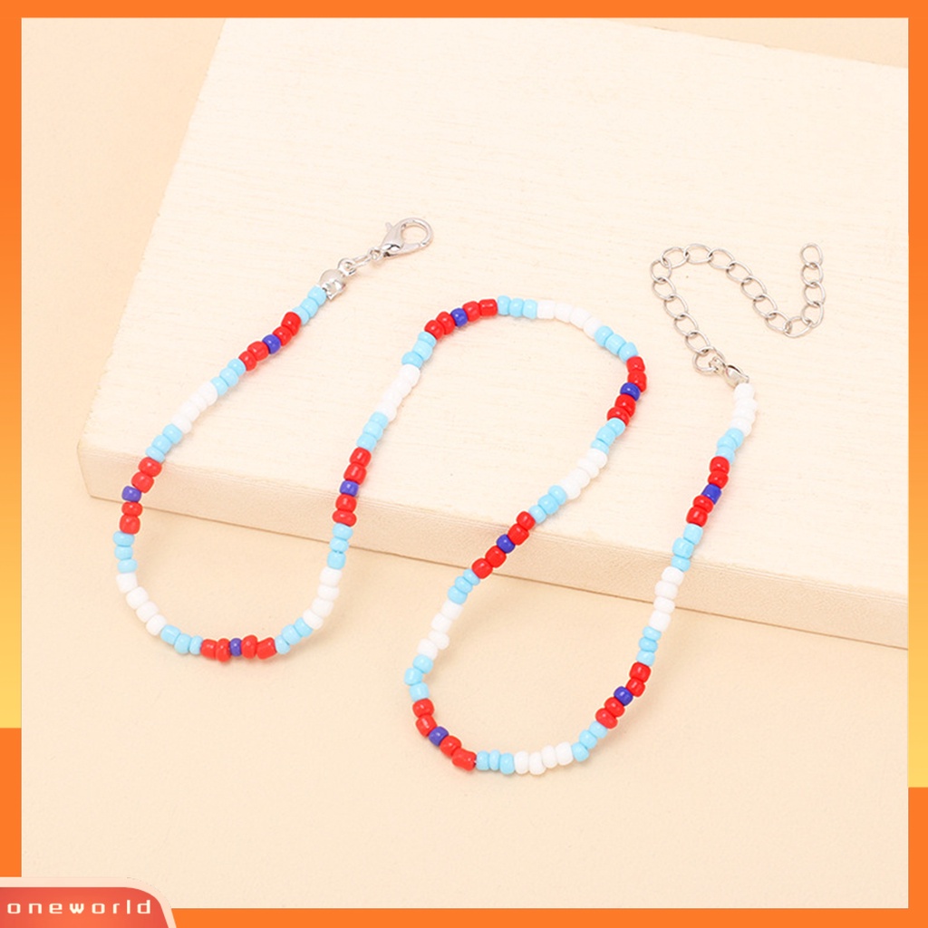 [EONE] Wanita Gelang Warna-Warni Faux Glaze Beads Perhiasan Multicolor Ekstensi Rantai Kalung Gelang Fashion Hadiah
