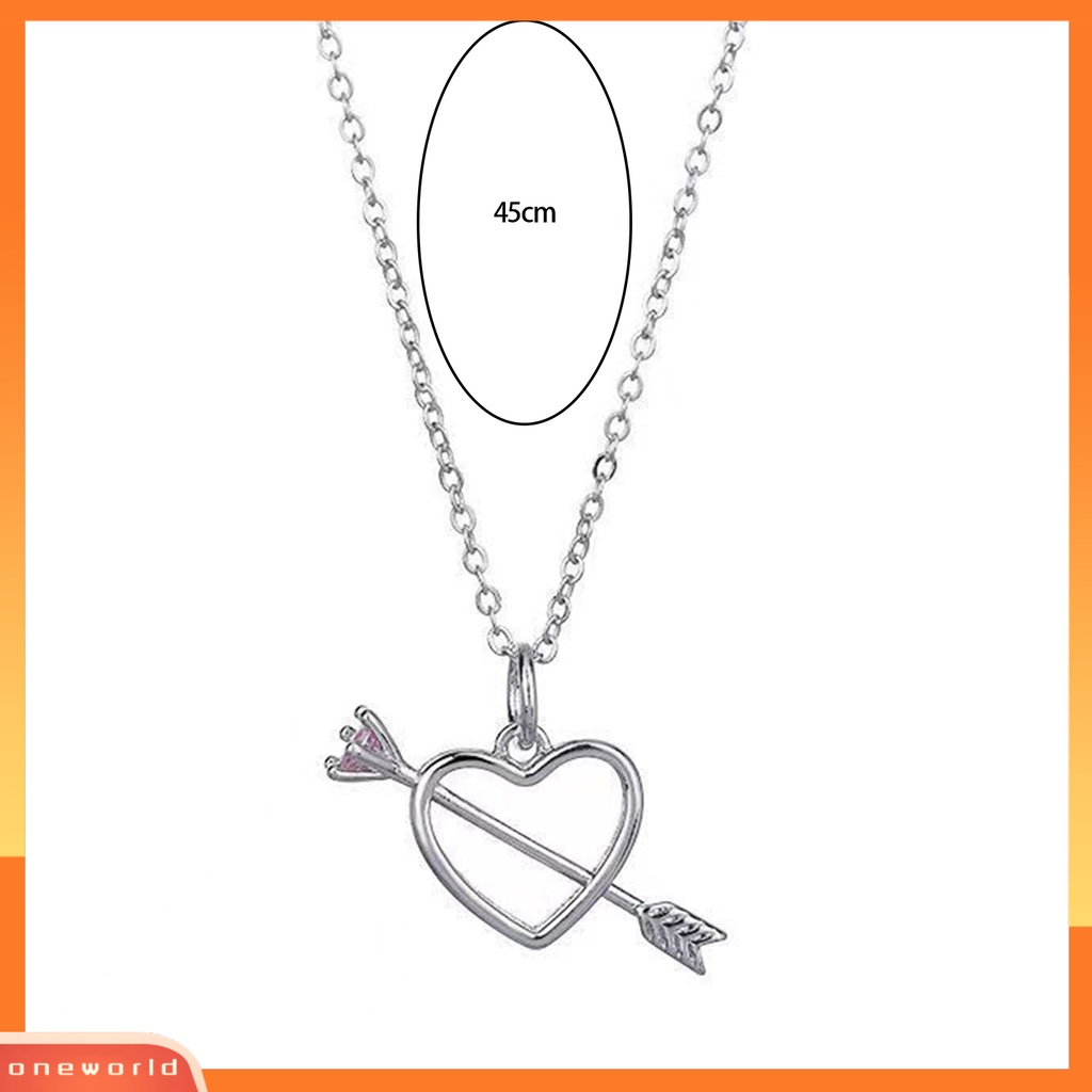 [EONE] Pesona Kalung Berbentuk Hati Liontin Geometris Merah Muda Berlian Imitasi Rantai Leher Dekorasi Anti Karat Wanita Mewah Sederhana Pesona Kalung Perhiasan Aksesori