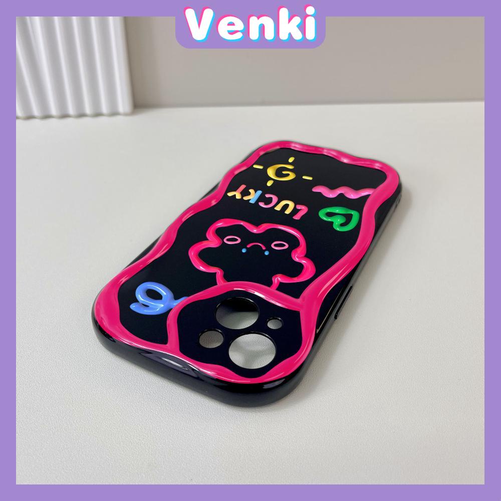 VENKI - For iPhone 11 iPhone Case 3D Curved Edge Wave Glossy Black TPU Airbag Shockproof Camera Cover Purple Bunny Compatible with iPhone 14 13 Pro max 12 Pro Max xr xs max 7Plus