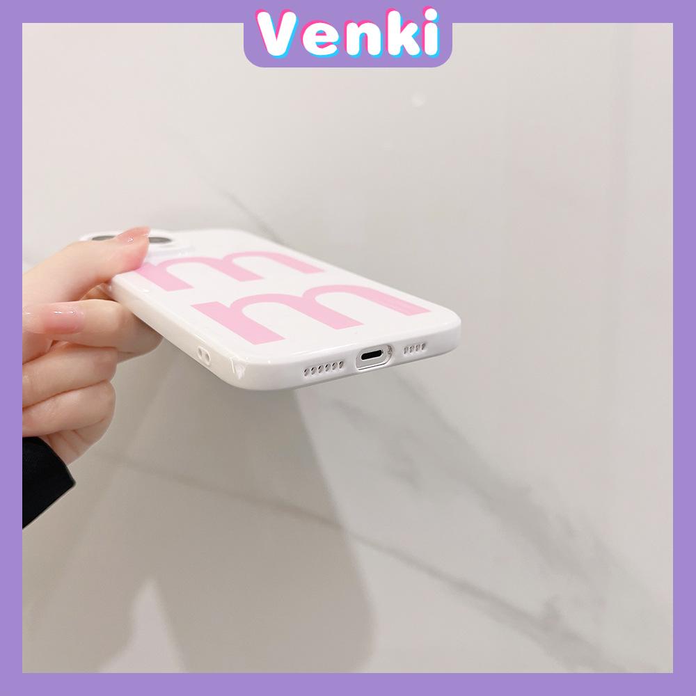 VENKI - For iPhone 11 iPhone Case Film TPU Soft Case White Glossy Simple Pink Letters Camera Protection Shockproof Compatible with iPhone 14 13 Pro max 12 Pro Max xr xs max 7 8Plus