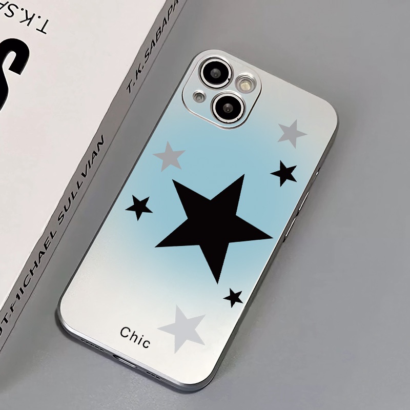 IPHONE Star Soft Case Kompatibel Untuk Iphone14 13 12 11 Pro Mini XS Max Casing Ponsel XR X8 7 6S+Plus Electroplate TPU Silikon Shockproof Cover