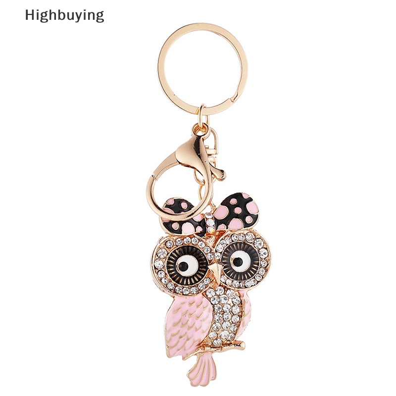 Hbid Owl Series Alloy Keychain Berlian Tertanam Kartun Logam Gantungan Kunci Liontin Dekorasi Tas Mobil Gantungan Kunci Liontin Hadiah Ornamen Glory
