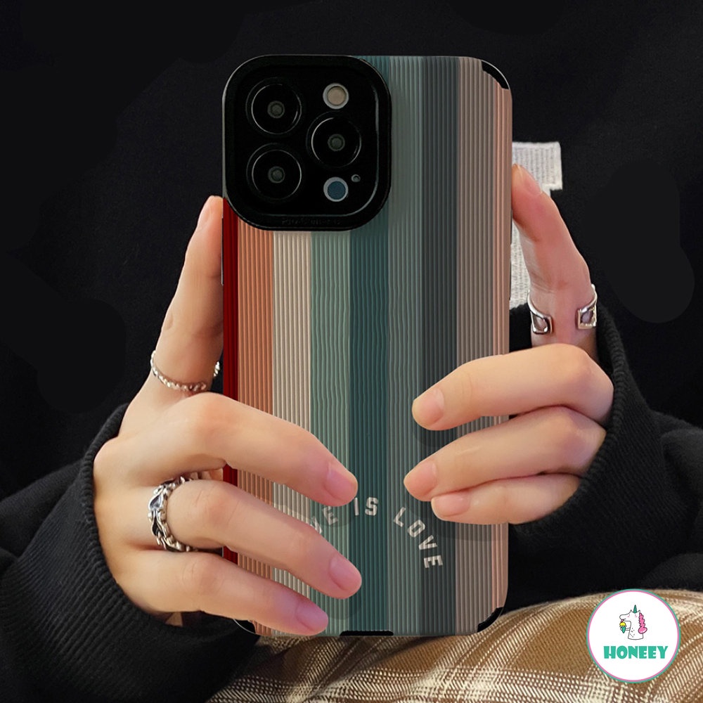 IPHONE Fashion Garis Warna-Warni Lucu Ponsel Case Kompatibel Untuk Iphone14 11 13 12 Pro Max Silikon Case Untuk Iphone7 8 14 Plus XR XS X Shockproof Back Cover