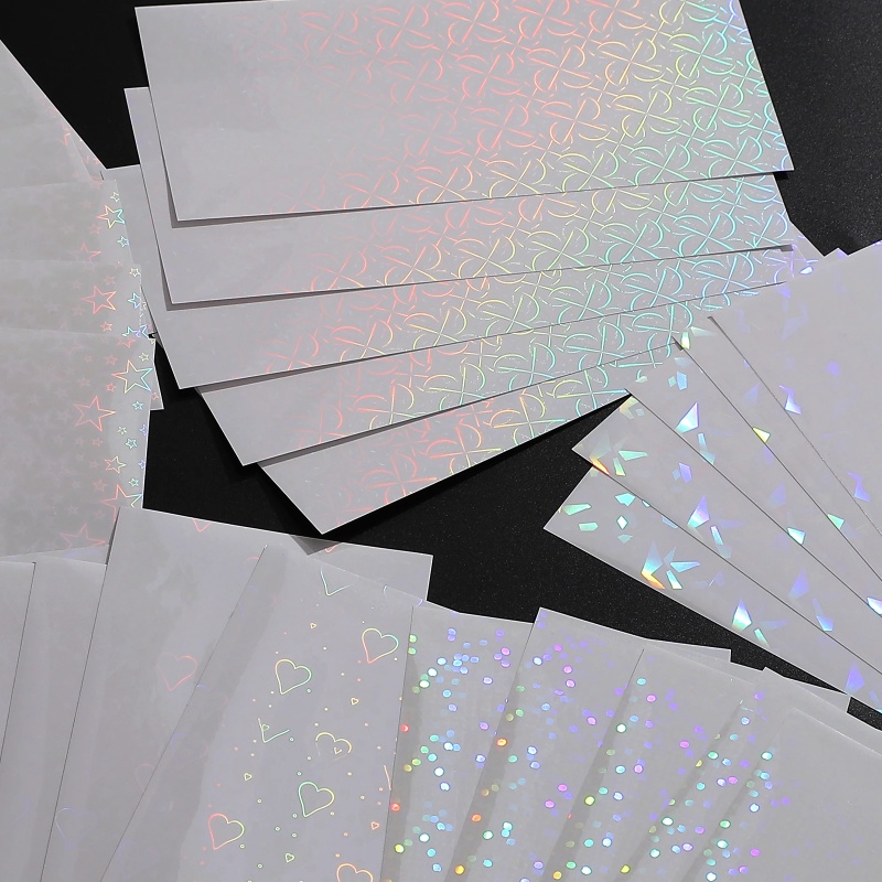 5 Pcs Kreatif PVC Tahan Air Buku Pegangan Bahan Stiker Warna-Warni Reflektif Stiker DIY Pola Dekoratif Transparan Goo Card Laser Film Stiker Ins Bahan Stiker