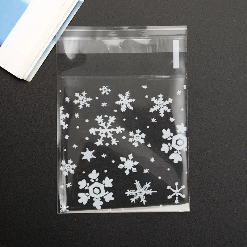 100 Pcs Transparan Snowflake Candy Bag/Biskuit Snack Baking Frosted Self-Adhesive Kantong Plastik/Perlengkapan Pesta Pernikahan