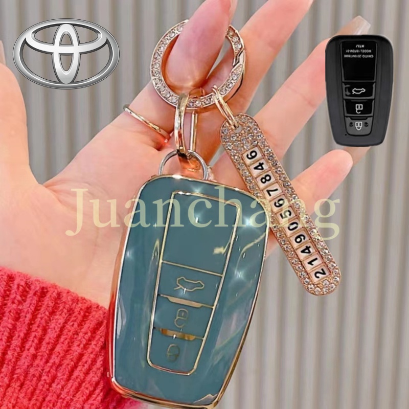 3kunci TPU Cover Kunci Mobil Untuk Toyota Highlander XLE Corolla LE Cross Hybrid Camry Trd2019Rav4 Avalon Camry CHR Corolla RAV4 Avalon Aksesoris Mobil