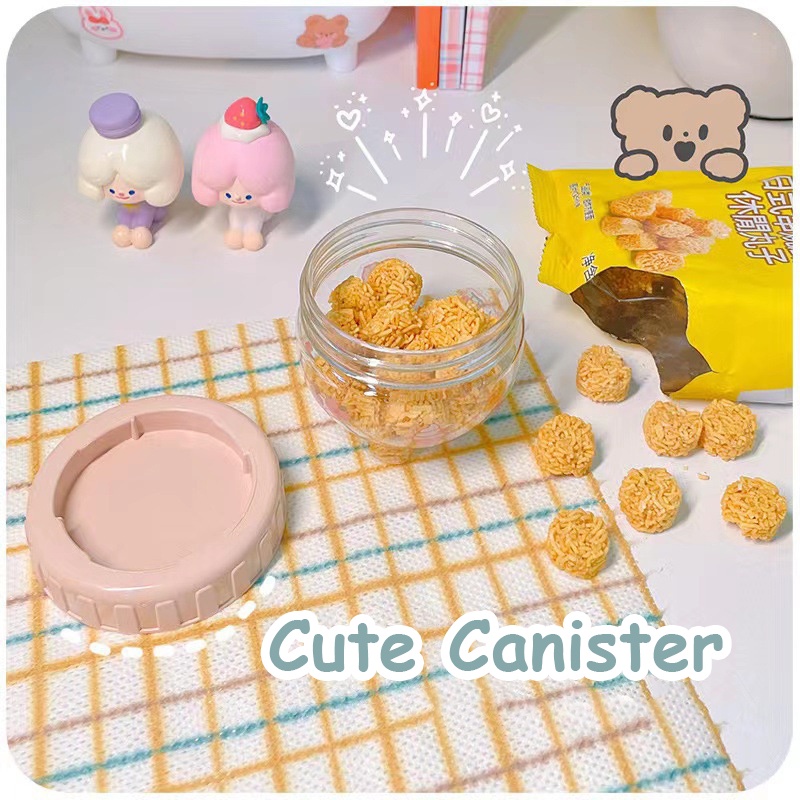 Makanan Ringan Sealed Storage Jar Mini Plastik High Quality Serbaguna Stackable Bulat Portable Travelling Food Sealed Canister Kotak Sortir Makanan Portabel Toples Penyimpanan Permen Kacang Kering