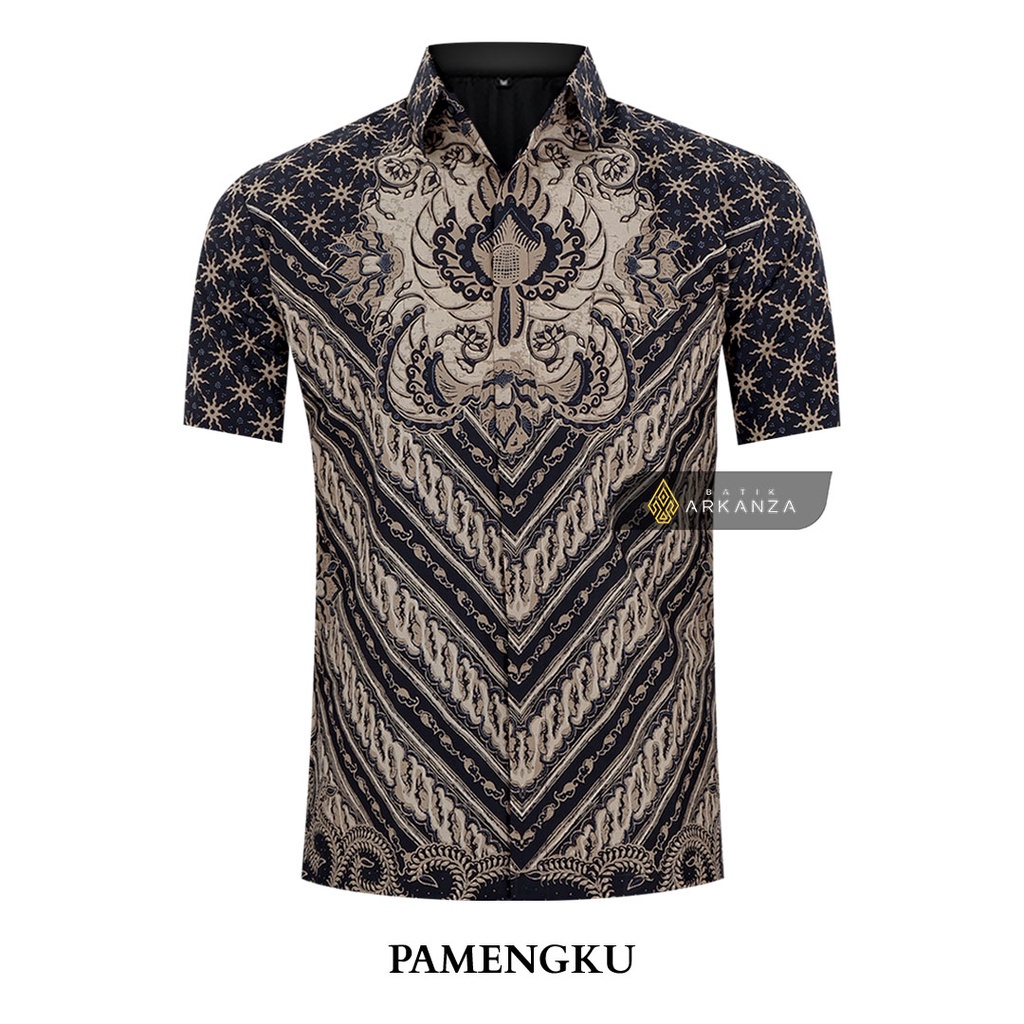 BATIK ARKANZA Motif PAMENGKU  Kemeja  Batik Pria Cowok Laki Laki Slimfit Full Lapis Furing Lengan Panjang