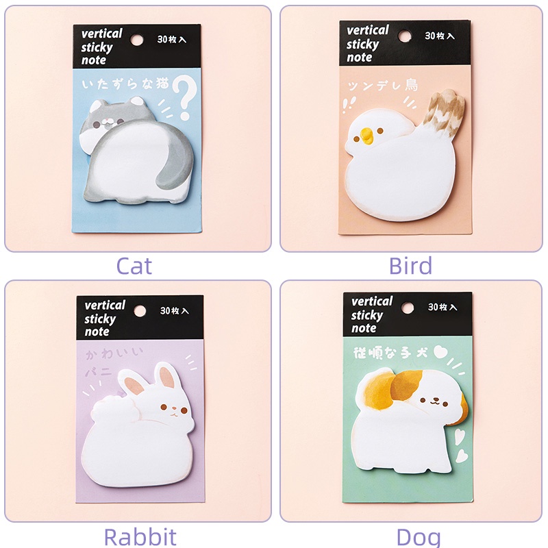 30lembar Kartun Lucu Seri Berbentuk Hewan Peliharaan Vertikal Sticky Notes Anak Portable Robek Kertas Catatan