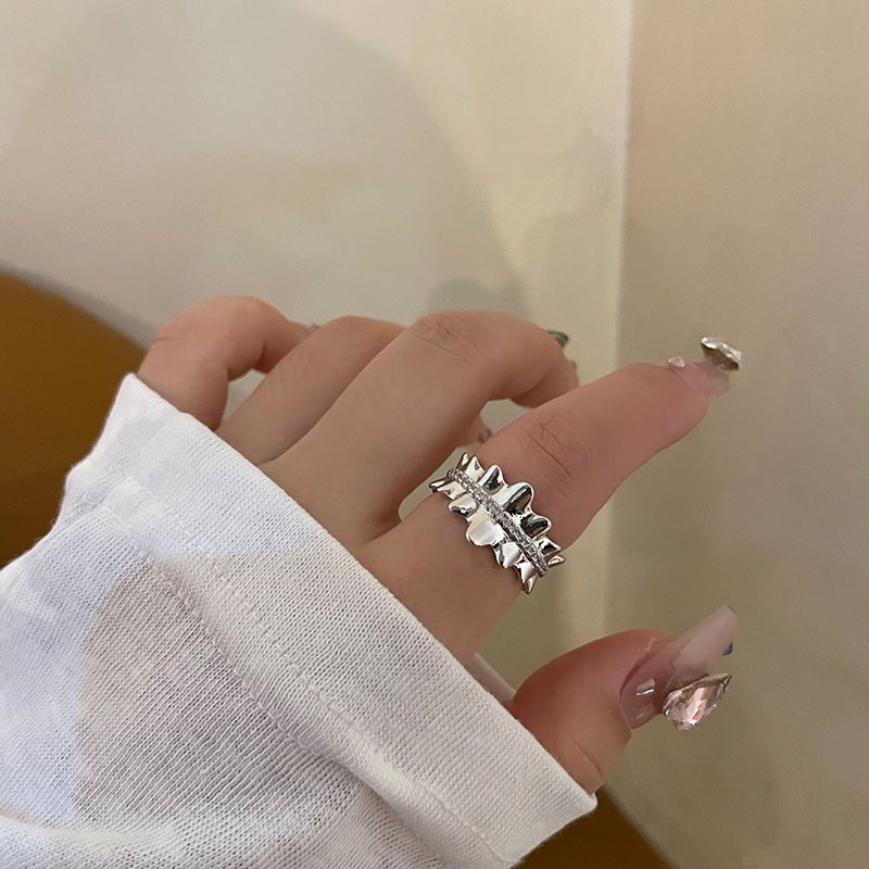 Cincin Korea Zircon Berlian Imitasi Alloy Cross Geometric Opening Untuk Anak Perempuan