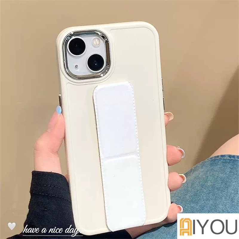 Bracket Magnetik Tali Pergelangan Tangan Cairan Case Untuk iPhone 14 Pro Max Plus 13 12 11 Pro Max Warna Permen Lembut Silicone Cover Bumper Phone Case