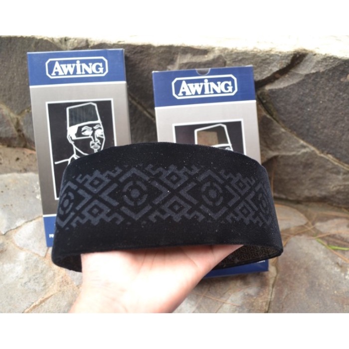 Songkok Hitam Awing Motif Laser Kopiah Awing  - 5