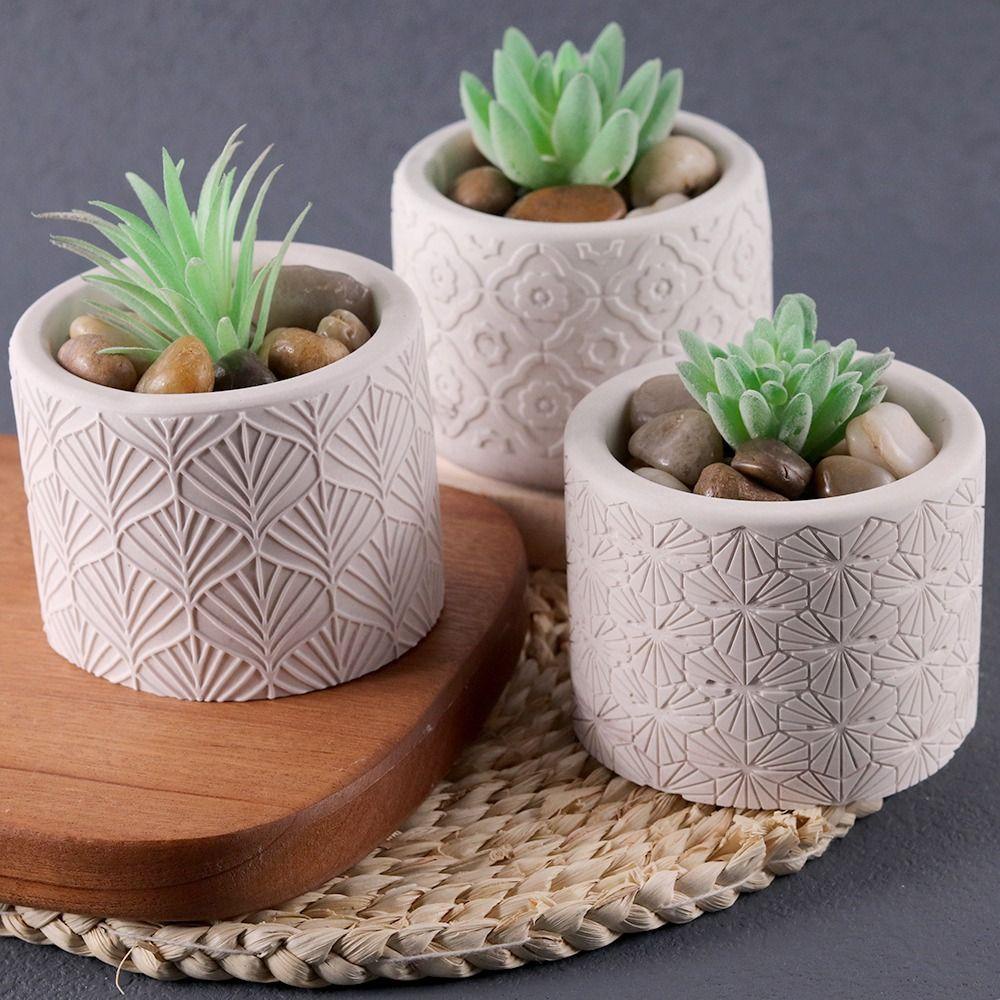 [Elegan] Cetakan Pot Bunga Resin Silinder Semen Berkebun Gypsum Succulent Pot Mold