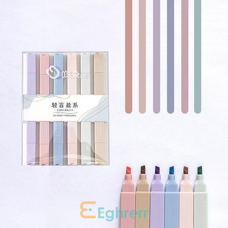 

AT EG-Morandi 6 Pcs/Set Berwarna Neon Pena Ganda Kepala Pena Stabilo Seni Marker Siswa Spidol Anak
