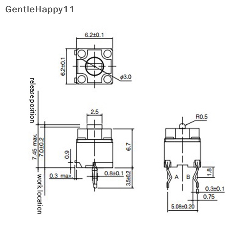 Gentlehappy 10Pcs Mouse Square Micro Switch Button EVQP0E07K Untuk Microsoft IE3.0 Roller IO1.1 id