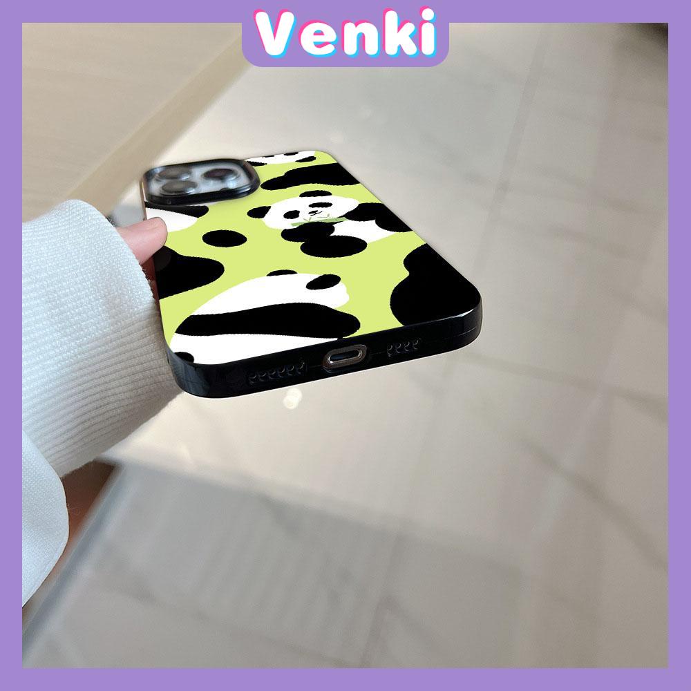 VENKI - For iPhone 11 Phone Case Black Glossy TPU Soft Case Shockproof Protection Camera Cute Small PandaCompatible with iPhone 14 13 Pro max 12 Pro Max xr xs max 7Plus 8 Plus