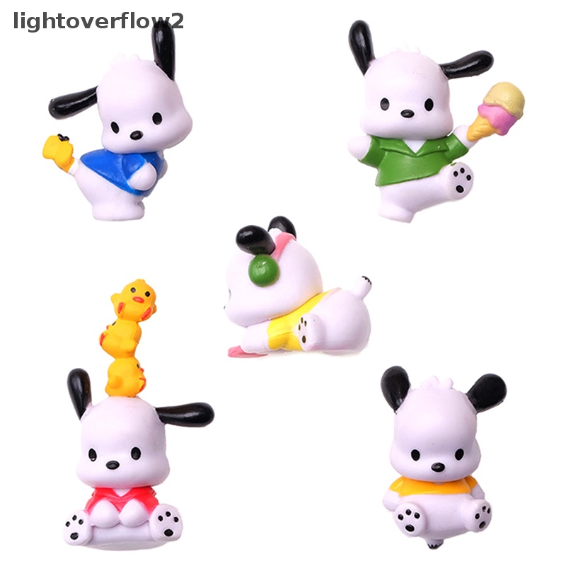 [lightoverflow2] 5pcs/set Kawaii Sanrios Anime Pochacco PC Dog Ornaments Q Version Gacha PVC Angka DIY Patch Aksesoris Boneka Hadiah [ID]