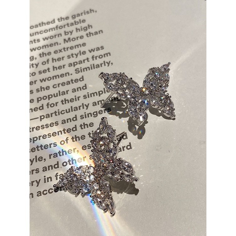 Goldkingdom Aksesoris Perhiasan Fashion Ready Stock Dengan Melubangi Sayap Kupu-Kupu Anting, Mosan Berlian Anting, Dan Anting