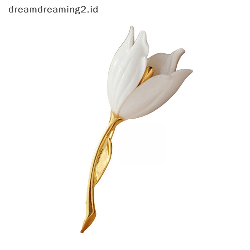 (drea) Bunga Tulip Enamel Bros Pin Kerah Lapel Syal Decor Perhiasan Garment Jewelry//