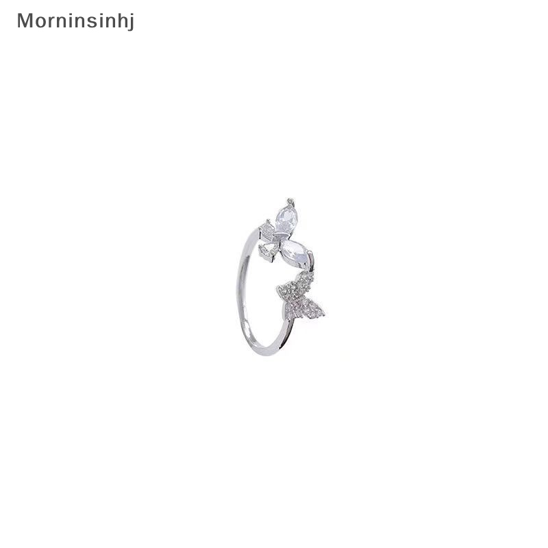 Mornin Korea Sparkling Alloy Butterfly Rings Untuk Wanita Fashion Perhiasan Kepribadian Niche Adjustable Open Perhiasan Pesta Pernikahan id