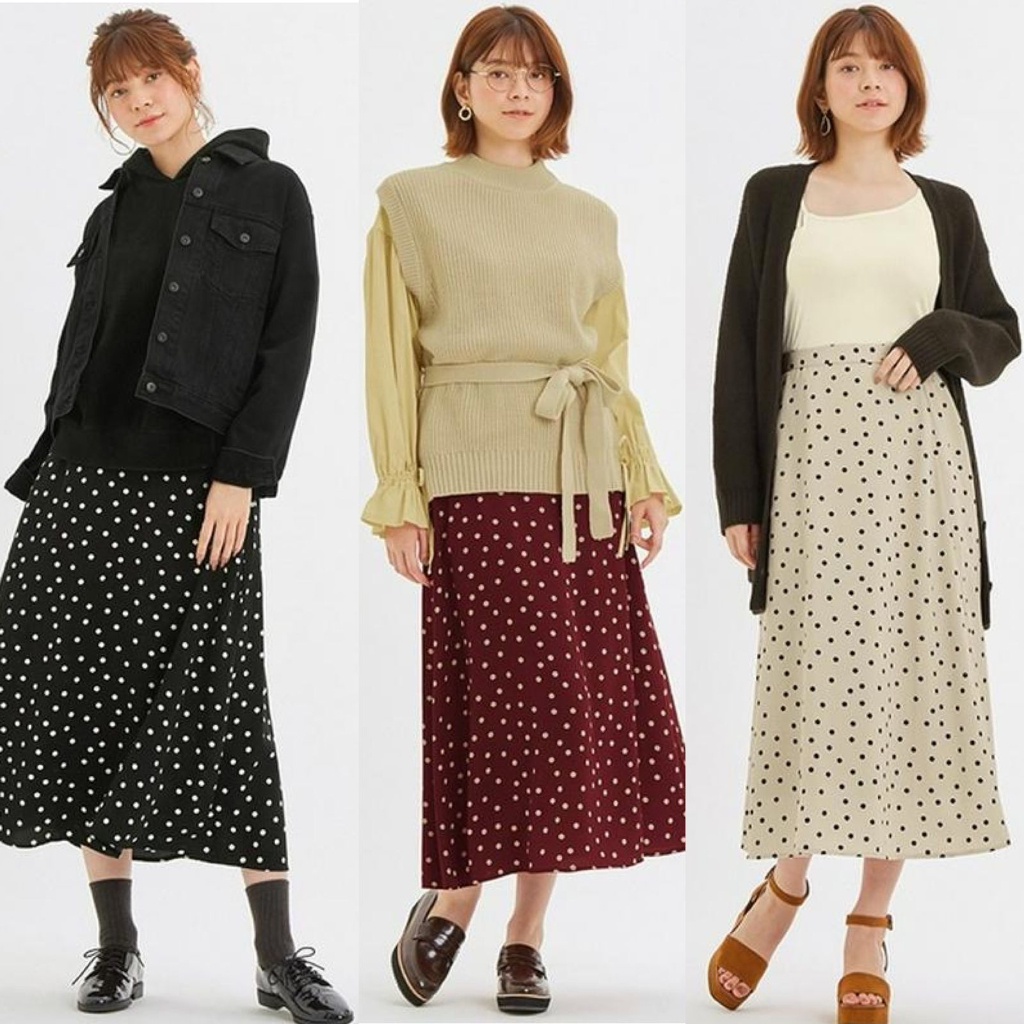 Polkadot  Long Skirt by Uniqlo - Rok Panjang Wanita