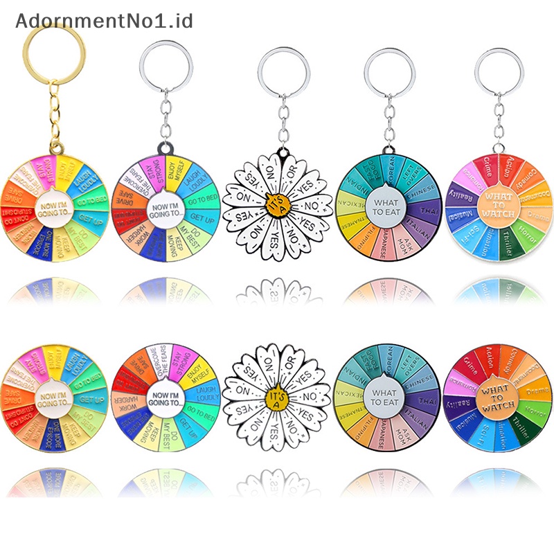 [AdornmentNo1] Fashion Rotatable Spin Wheel Keychains Color Compass Flower Key Chain Pendant Susah Memilih Dekorasi Tas Perhiasan [ID]