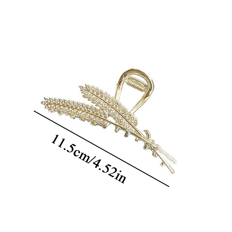 Peasonalized Golden Wheat Hair Claw Elegan Panjang Tebal Geometris Ponytail Holder 1 Pc Vintage Berlian Imitasi Alloy Jepit Rambut