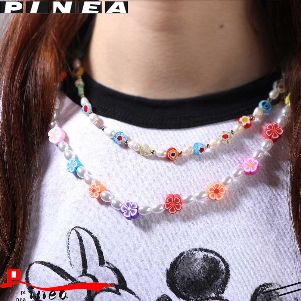 Kalung Manik Mutiara Nanas Aksesoris Fashion Bunga Wanita Gadis Indah Gaya Bohemian