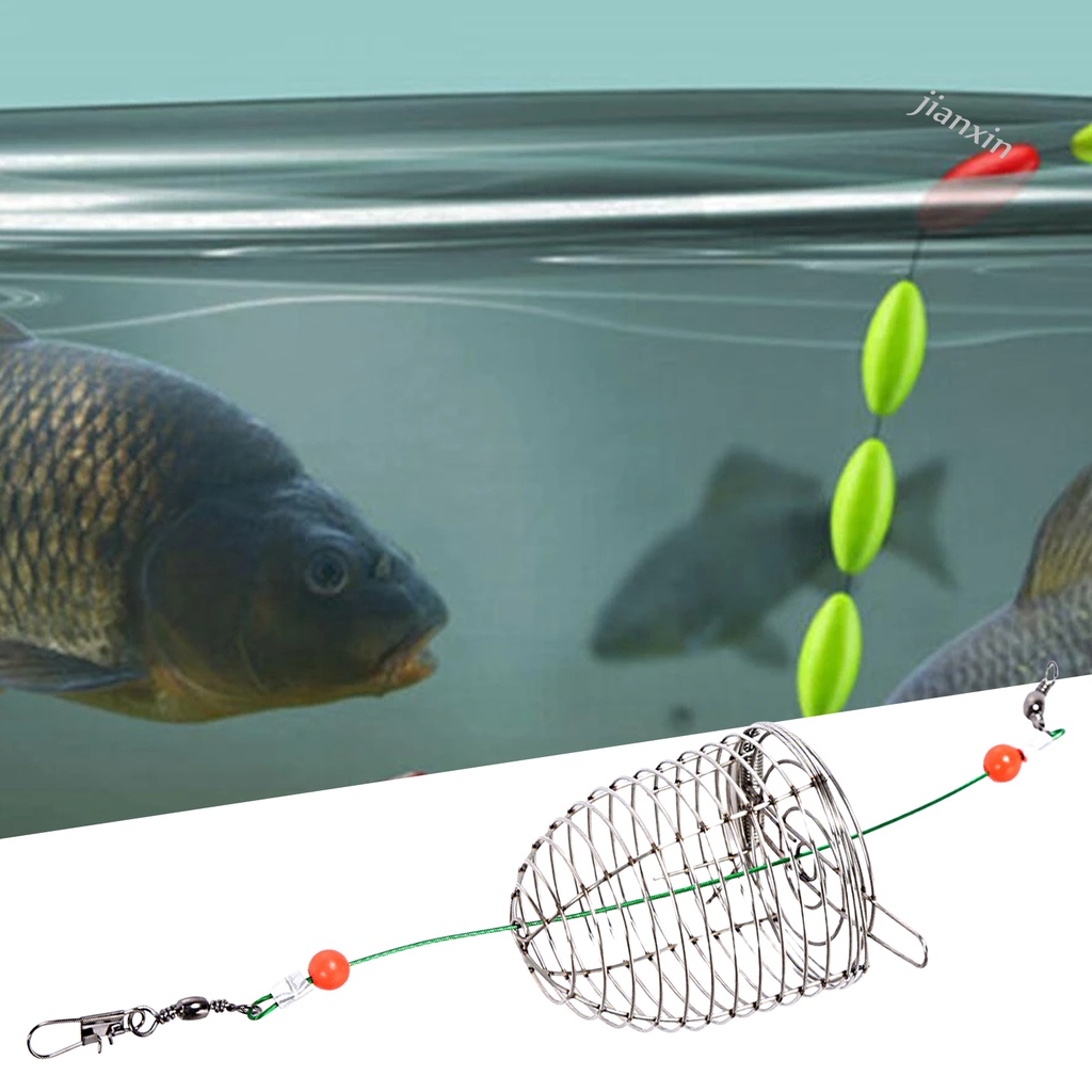 [Jianxin] fishing Umpan Kandang Reusable Compact Size Tahan Karat Tahan Aus Dengan Musim Semi Meningkatkan Tingkat Memancing Stainless Steel Angling Lure Feeder Carp Fishing Tackle Cage Outdoor Fishing