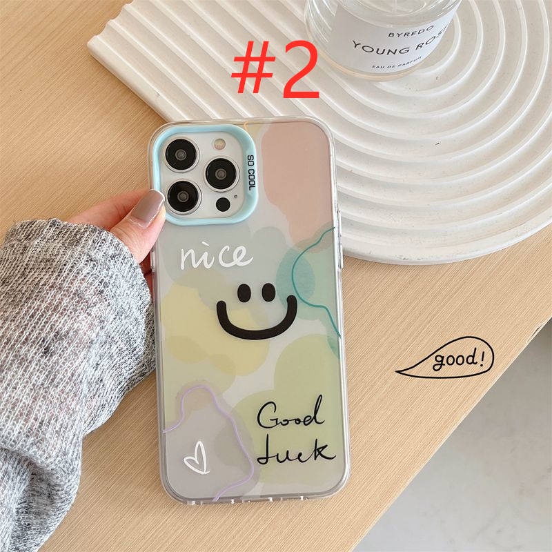 Nice Colorful Gradient Smile Skin Feel Soft Case HP iP iPhone 12 13 14 Pro Max 11 Girl Woman FTD Casing Apple