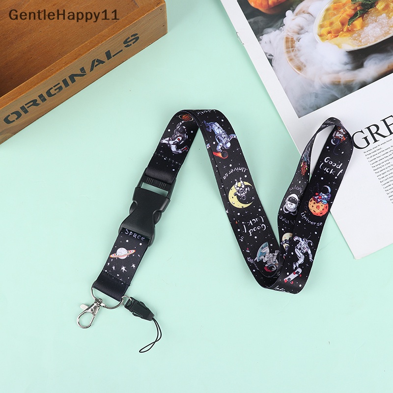 Gentlehappy Universe Astronot Lanyard Gantungan Kunci id Card Pass Gym Handphone Tali Gantung id