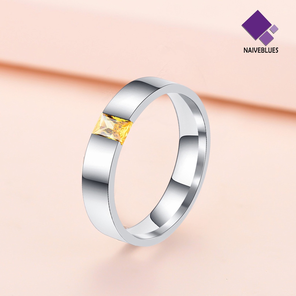 &lt; Naiveblues &gt; Cincin Unisex Bright Luster Adjustable Open Design Glossy Semua Dekorasi Hadiah Zirconia Wanita Pernikahan