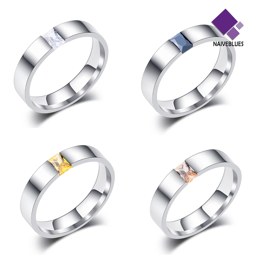 &lt; Naiveblues &gt; Cincin Unisex Bright Luster Adjustable Open Design Glossy Semua Dekorasi Hadiah Zirconia Wanita Pernikahan