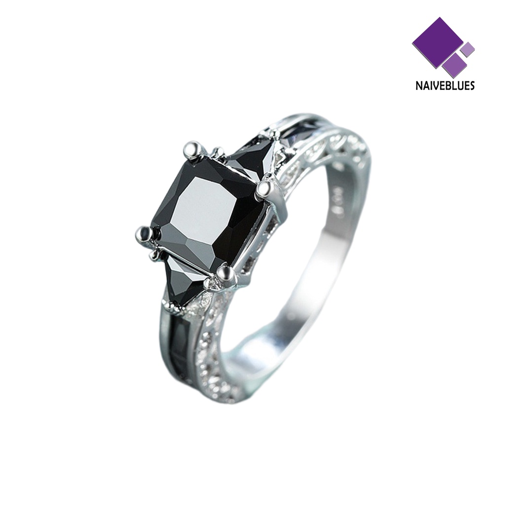 &lt; Naiveblues &gt; Wanita Cincin Cubic Zirconia Eropa Dan Amerika Berongga Keluar Geometris Dekorasi Lady Promise Band