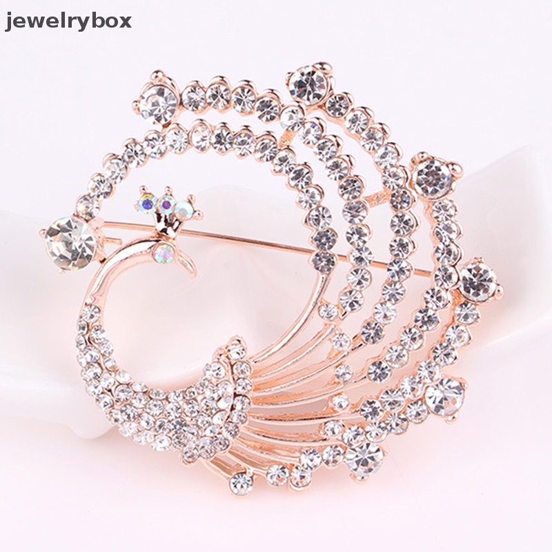 [jewelrybox] Kristal Merak Hewan Korsase Perjamuan Dekorasi Wanita Syal Bros Pin Perhiasan Butik