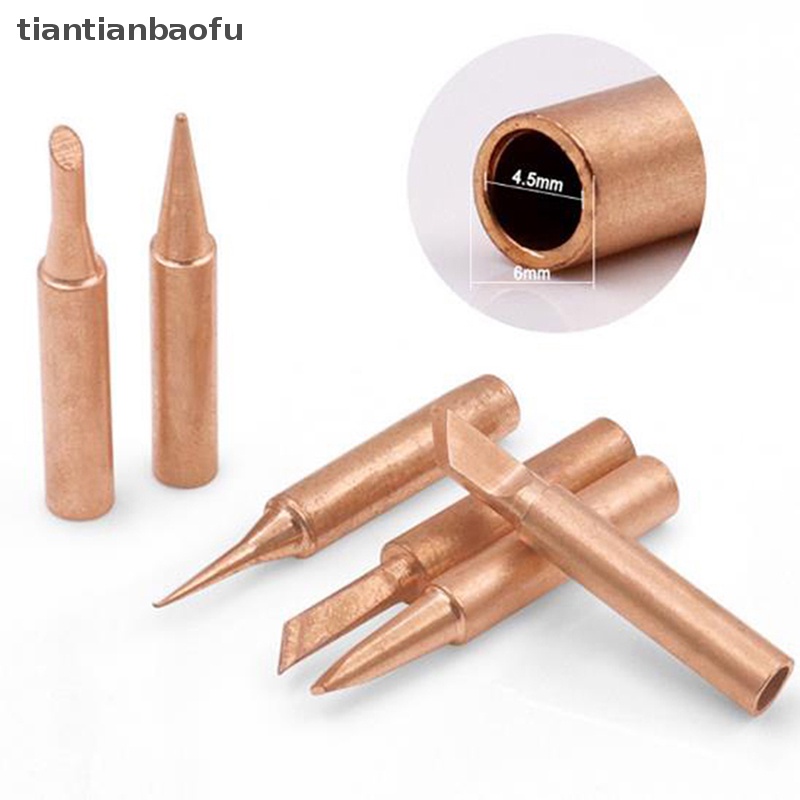 [tiantianbaofu] 5/6pcs Tembaga Murni 900M-T Solder Ujung Besi Bebas Timah Solder Tip Kepala Las  Butik