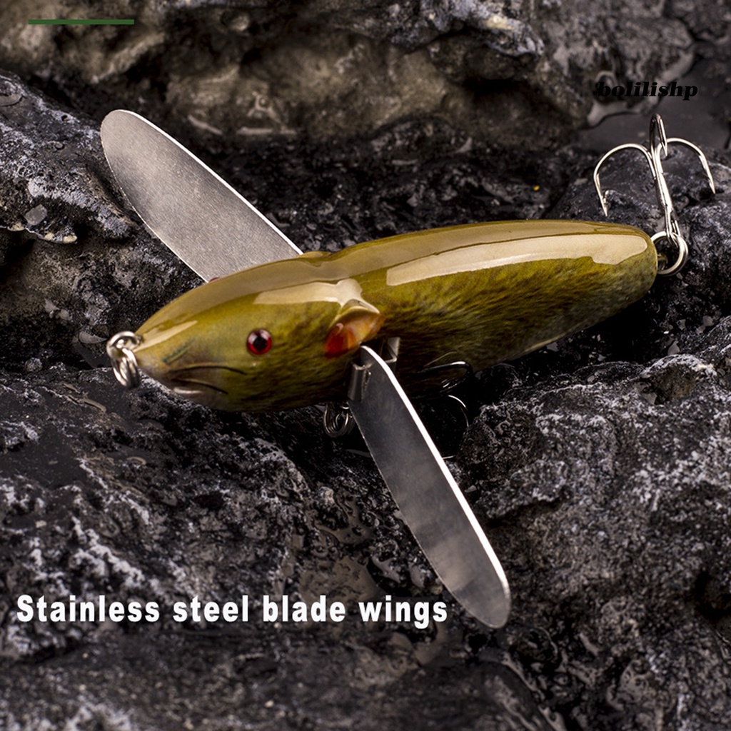 Bo-8cm/14g Umpan Pancing Simulasi 3D Fisheyes Tajam Kait Mini Reusable Atraksi Ikan Ringan Topwater Buatan Mouse Bass Umpan Peralatan Memancing