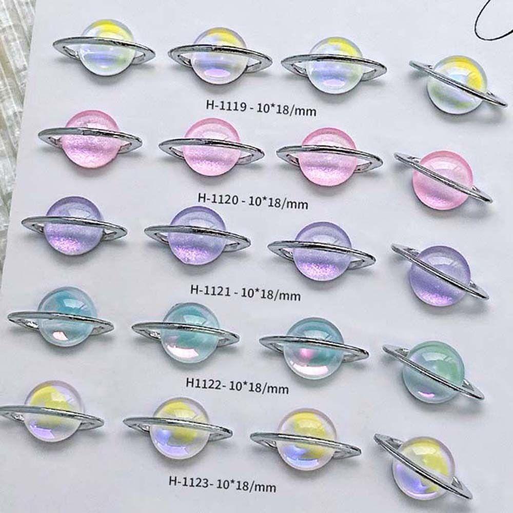 Agustinina Planet Kuku Berlian Imitasi 5 Pcs Fashion Cosmic Saturn Manicure Aksesoris Jepang Nail Art Alloy 3D Nail Art Drills