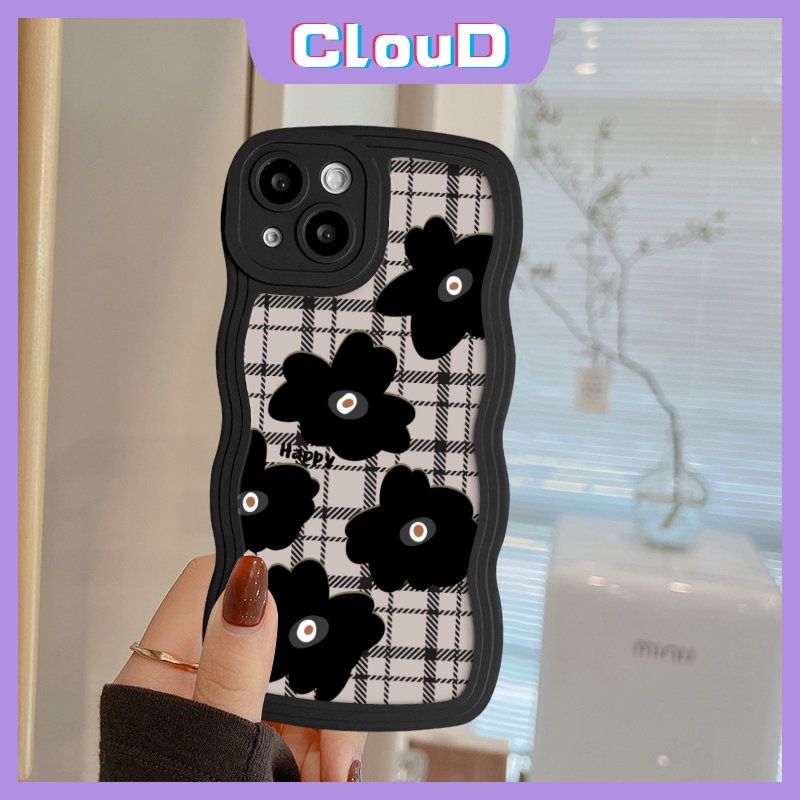 Casing Motif Bunga Tepi Bergelombang Untuk Redmi 9C 10C 9A 12C 9a1 10A 9T 10a1+POCO M3 X3 NFC Pro Redmi Note10 9 10s 11s 8 11 9s Pro Mi 11T Pro Soft Tpu Motif Kotak Retro Bunga Belakang Sarung