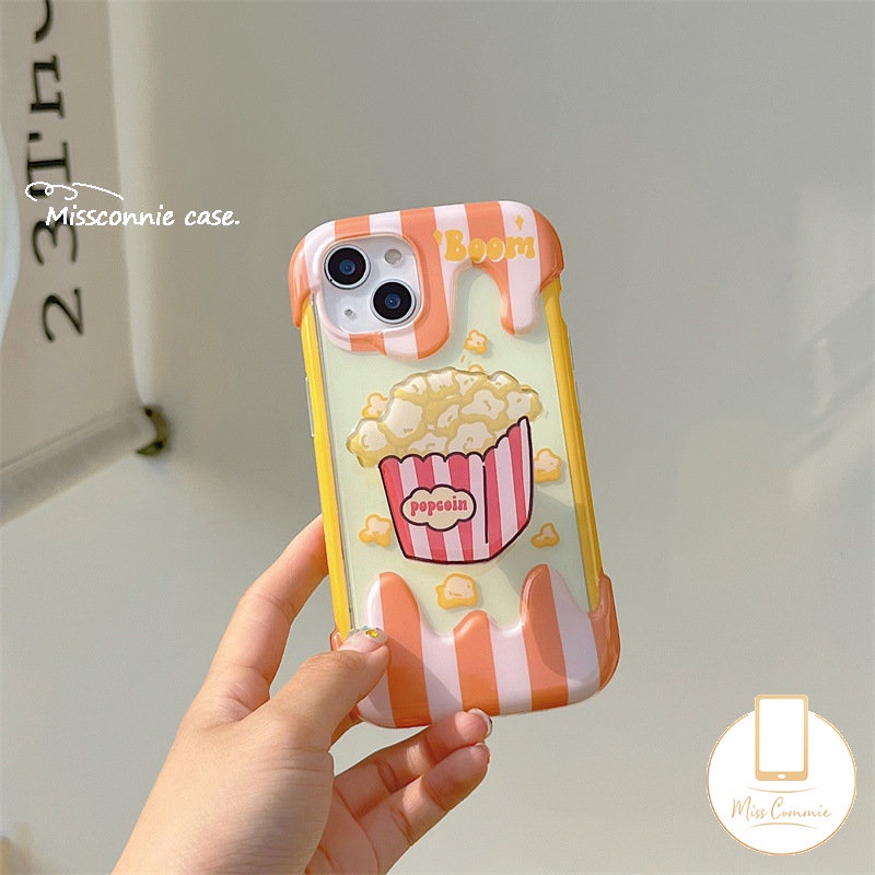 Casing Ponsel Popcorn Lucu Kompatibel Untuk IPhone XR 7Plus 11 14 12 13 Pro Max X 7 8 Plus XS Max SE 2020 INS Ice Cream Shockproof Lembut Tpu Back Cover