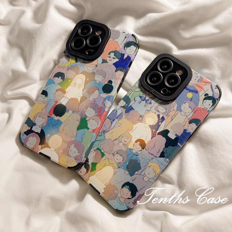 IPHONE Kompatibel Untuk Iphone14 13 12 11 Pro Max X XR Xs Max7 8 6 6s Plus SE 2020 2023 Motif Anak Laki-Laki Dan Perempuan Bercahaya Dalam Gaya Pasangan Crowd Phone Case Back Cover