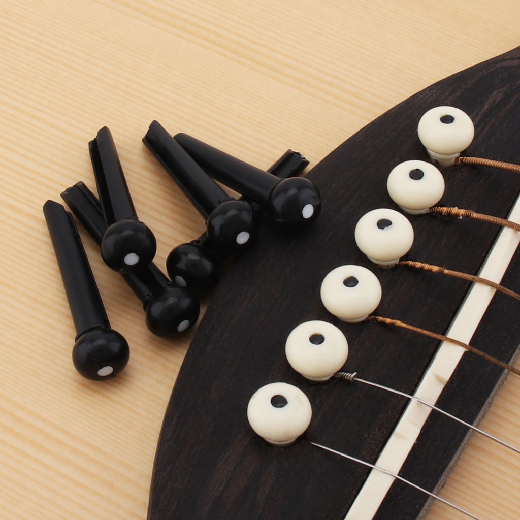 6pcs/lot Pasak Gitar Pengganti Plastik ABS Top Black Dot Pin Jembatan Gitar Akustik