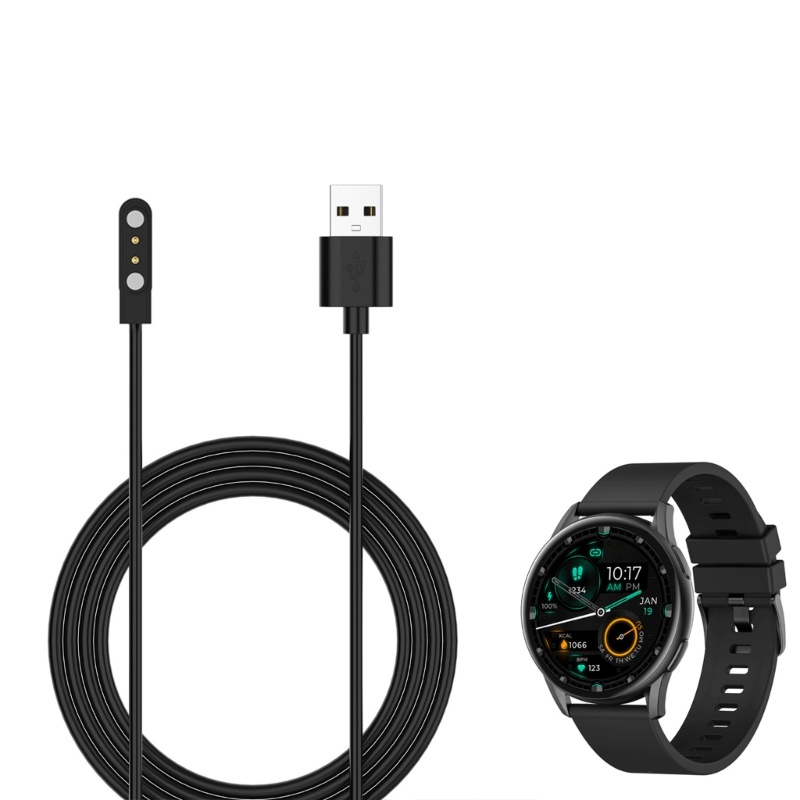 Cre 2-Pin Kabel Charge Magnetik Kuat USB Charging Line Cord Rope Hitam Untuk Kieslect Watch K10 K11 Smartwatch